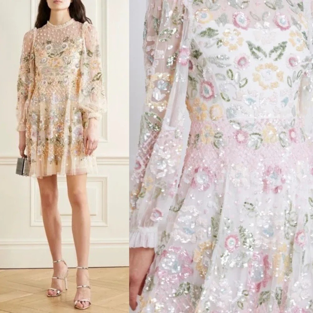 Needle & Thread Rosalie Dress 2 Floral Sequin Mini‎